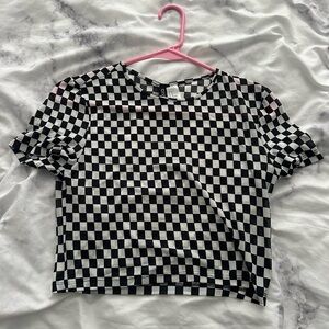 Checkered Black and White Women's Top